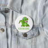 weiß grün Krokodil Cartoon 缶バッジ (インサイチュ)