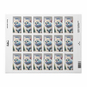 weiße Katze mit blauen Augen Wasserfarbenbild ラベル (フルシート)