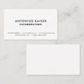 Weiße professionelle einfarbige elegante moderne  名刺 (正面/裏面)