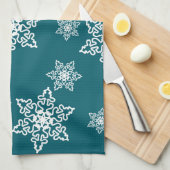 Weiße Schneeflocken  キッチンタオル (四つ折り)