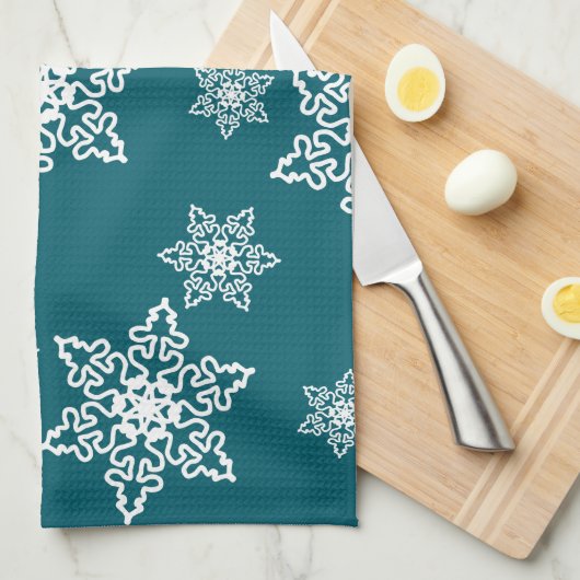 Weiße Schneeflocken  キッチンタオル (四つ折り)