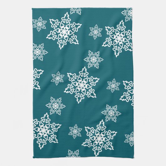 Weiße Schneeflocken  キッチンタオル (縦)