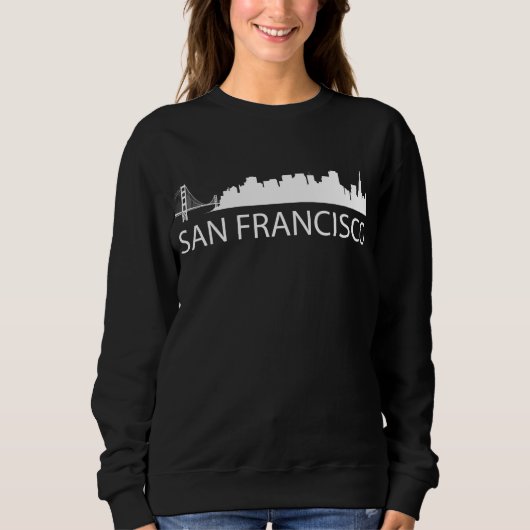 Weiße Silhouette San Franciscos mit Wort SAN FRANC スウェットシャツ (正面)