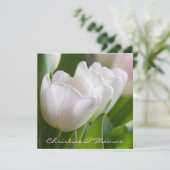 Weiße Tulpen • Save-the-Date-Postkarte セーブザデート (スタンド正面)