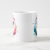 Weißer kleiner Spitz Hund mit Sonnenbrille ジャンボコーヒーマグカップ (正面)