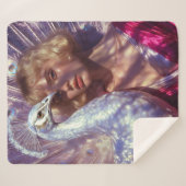 Weißer Pfau und Schönheit in rosa Eleganz シェルパブランケット (正面(横))