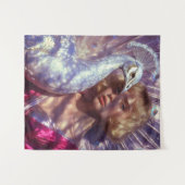 Weißer Pfau und Schönheit in rosa Eleganz タペストリー (正面(横))