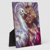 Weißer Pfau und Schönheit in rosa Eleganz フォトプラーク (側面)