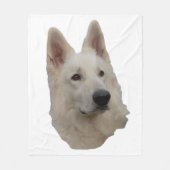 weisser Schäferhund Kopf Decke フリースブランケット (正面)