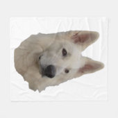 weisser Schäferhund Kopf Decke フリースブランケット (正面(横))