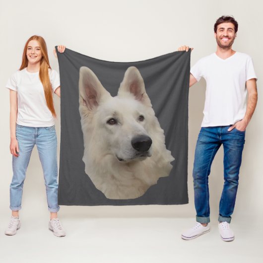 weisser Schäferhund Kopf Decke フリースブランケット (インサイチュ)