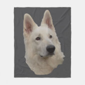 weisser Schäferhund Kopf Decke フリースブランケット (正面)