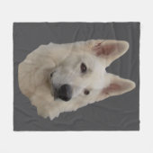 weisser Schäferhund Kopf Decke フリースブランケット (正面(横))