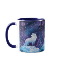 Weißer Wolf im Winter Sternenhimmel