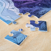 Weißer Wolf Winter unter magischem Sternenhimmel ジグソーパズル (側面)