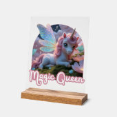 Weißes Einhorn mit Flügeln - Magic Queen アクリルサイン (傾斜)