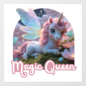 Weißes Einhorn mit Flügeln - Magic Queen ウィンドウサイン (シート)