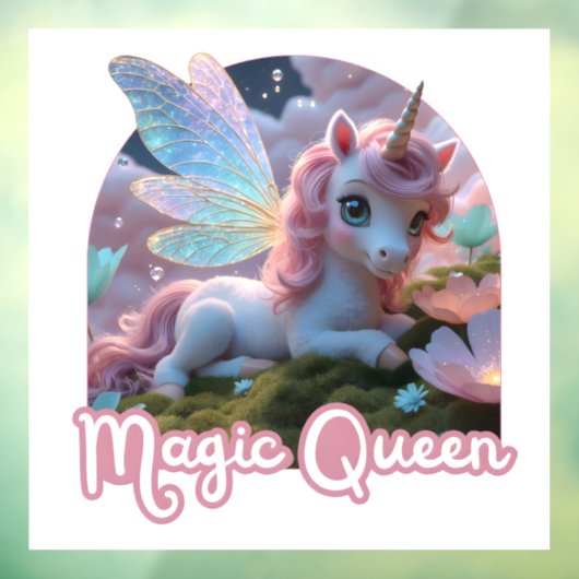 Weißes Einhorn mit Flügeln - Magic Queen ウィンドウサイン (シート3)