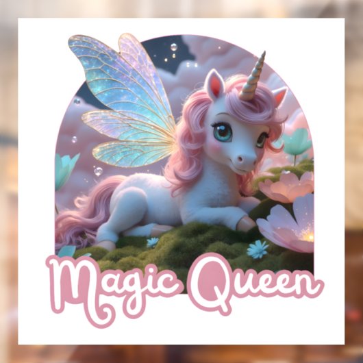 Weißes Einhorn mit Flügeln - Magic Queen ウィンドウサイン (シート2)