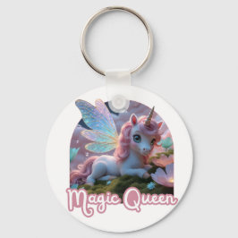 Weißes Einhorn mit Flügeln - Magic Queen キーホルダー