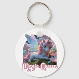 Weißes Einhorn mit Flügeln - Magic Queen キーホルダー