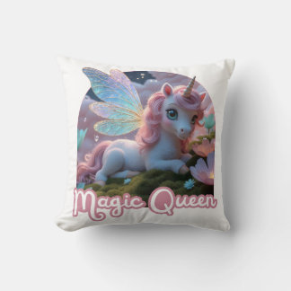 Weißes Einhorn mit Flügeln - Magic Queen クッション