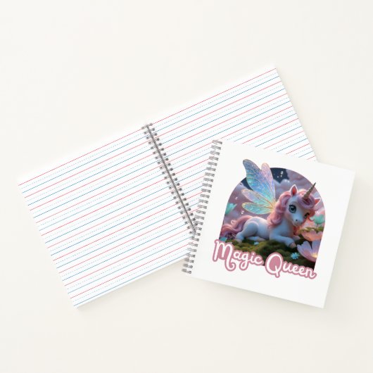 Weißes Einhorn mit Flügeln - Magic Queen ノートブック (内部)