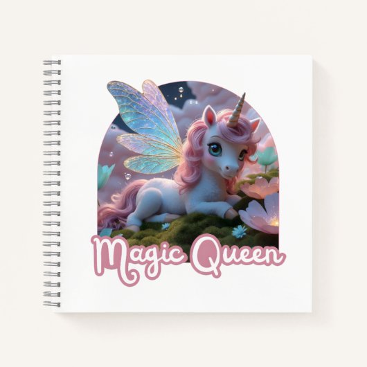 Weißes Einhorn mit Flügeln - Magic Queen ノートブック (正面)