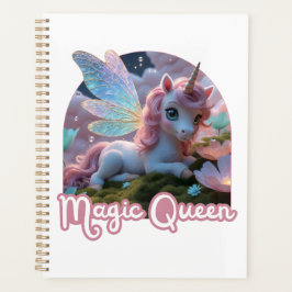 Weißes Einhorn mit Flügeln - Magic Queen プランナー手帳