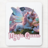 Weißes Einhorn mit Flügeln - Magic Queen マウスパッド (正面)