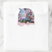 Weißes Einhorn mit Flügeln - Magic Queen ラウンドシール (バッグ)