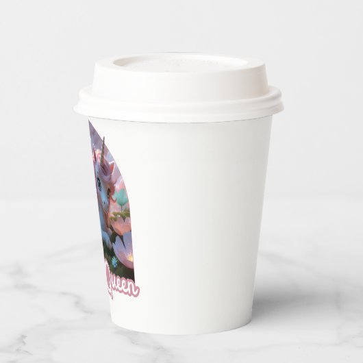 Weißes Einhorn mit Flügeln - Magic Queen 紙コップ (左)