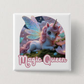 Weißes Einhorn mit Flügeln - Magic Queen 缶バッジ (正面)
