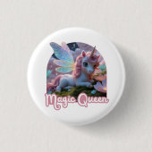 Weißes Einhorn mit Flügeln - Magic Queen 缶バッジ (正面)