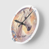 weißes Pferd, wasserfarben pastell ラウンド壁時計 (傾斜)