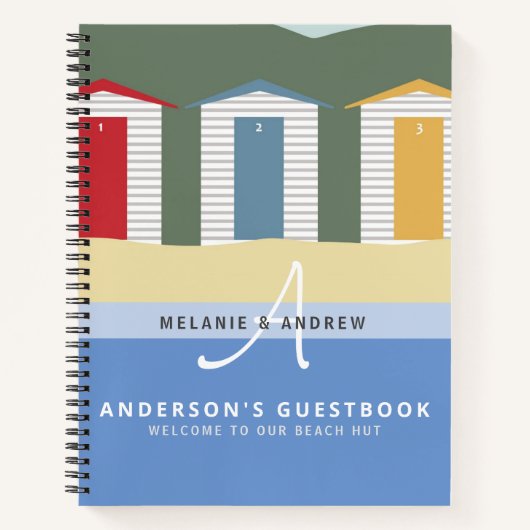 wELCOMEビーチHUTゲストブックモノグラムおもしろい ノートブック (正面)