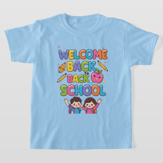 WELCOME新学期カラフル- Kids T-Shirt Des Tシャツ (レイダウン)