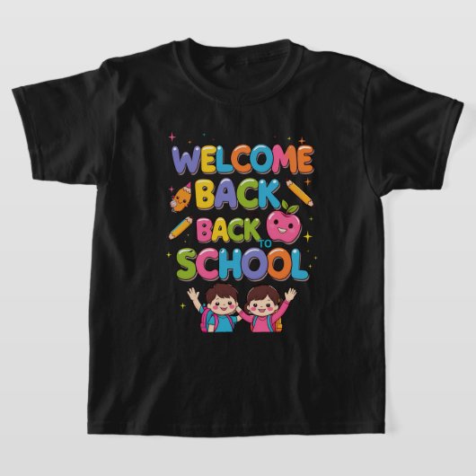 WELCOME新学期カラフル- Kids T-Shirt Des Tシャツ (レイダウン)