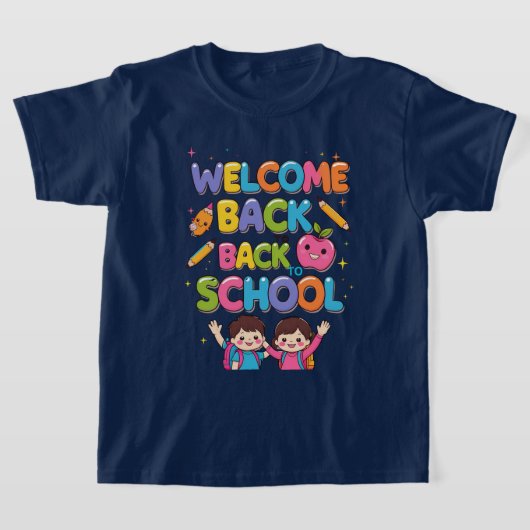 WELCOME新学期カラフル- Kids T-Shirt Des Tシャツ (レイダウン)