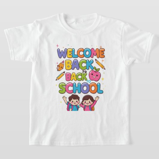WELCOME新学期カラフル- Kids T-Shirt Des Tシャツ (レイダウン)