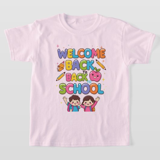 WELCOME新学期カラフル- Kids T-Shirt Des Tシャツ (レイダウン)
