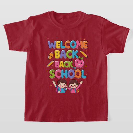 WELCOME新学期カラフル- Kids T-Shirt Des Tシャツ (レイダウン)