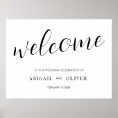 welcome | シンプルなカリグラフィー 白 黒 ポスター (正面)