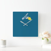 Welcome スクエア壁時計 (ホーム)