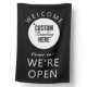 Welcome 来 In We're Open Logo Black And White