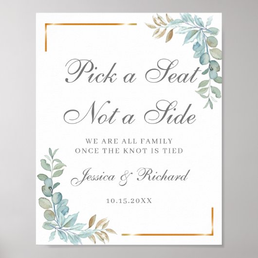 Welcome 結婚 A Seat Not a Side Poster Sign ポスター (正面)