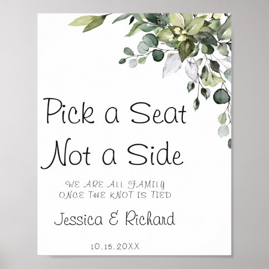 Welcome 結婚 A Seat Not a Side Poster Sign ポスター (正面)