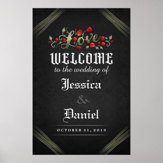 Welcome 結婚's LOVE Gothic Red Roses 24x36ポスター ポスター (正面)