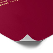 Welcome! 10 Table Gold on Burgundy Seating Chart ポスター (角)