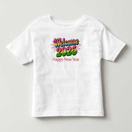 Welcome 2026 Happy New Year トドラーTシャツ (正面)